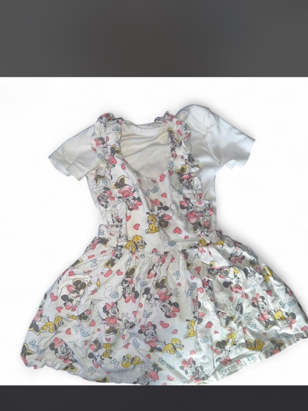 Vintage Minnie Mouse Print Dress with Ruffle Straps Size 12m